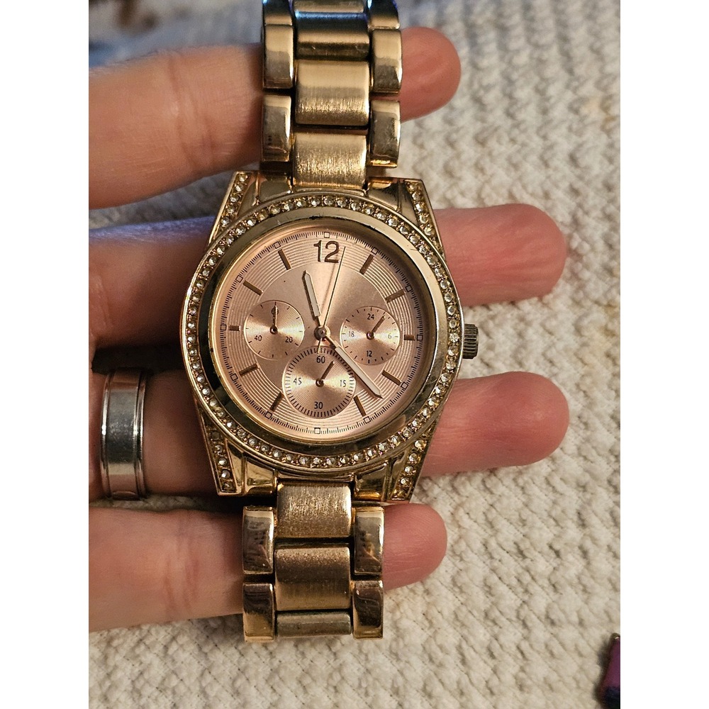 FMD Rose Gold Tone Rhinestone Bezel Watch FMDMO554 Japanese Movement